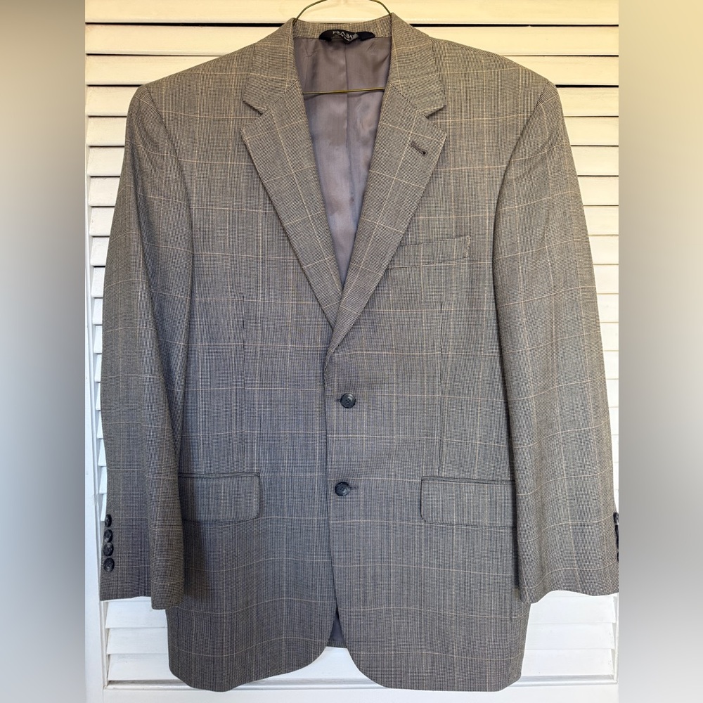 Designer!! Jos. A. Bank Gray Plaid Silk and Wool Men's Blazer 40R